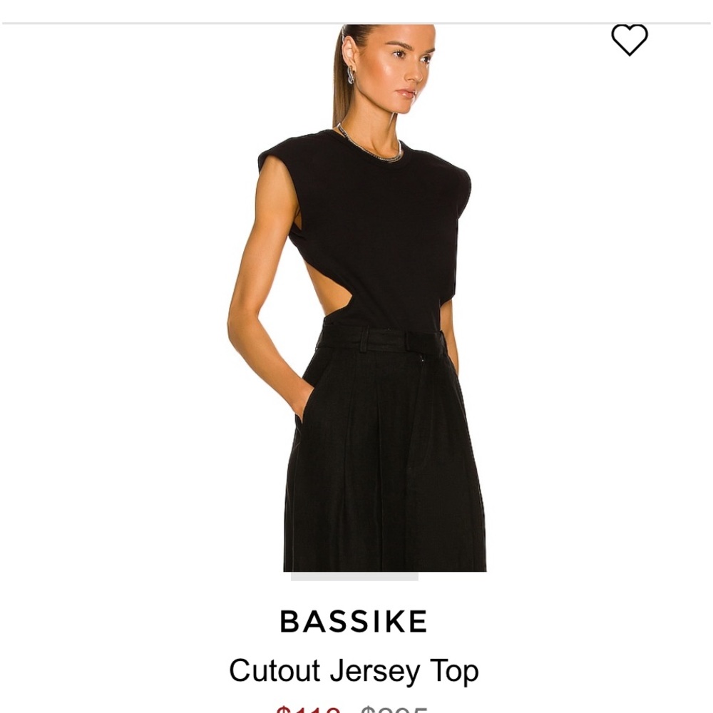 BASSIKE Cut out Jersey Top. Open Back top on small . Black in color .